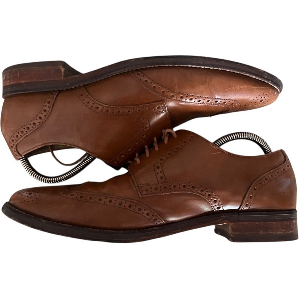 Cole Haan Brown Leather Oxford Dress Shoes with Wingtip Detailing - Picture 6 of 8